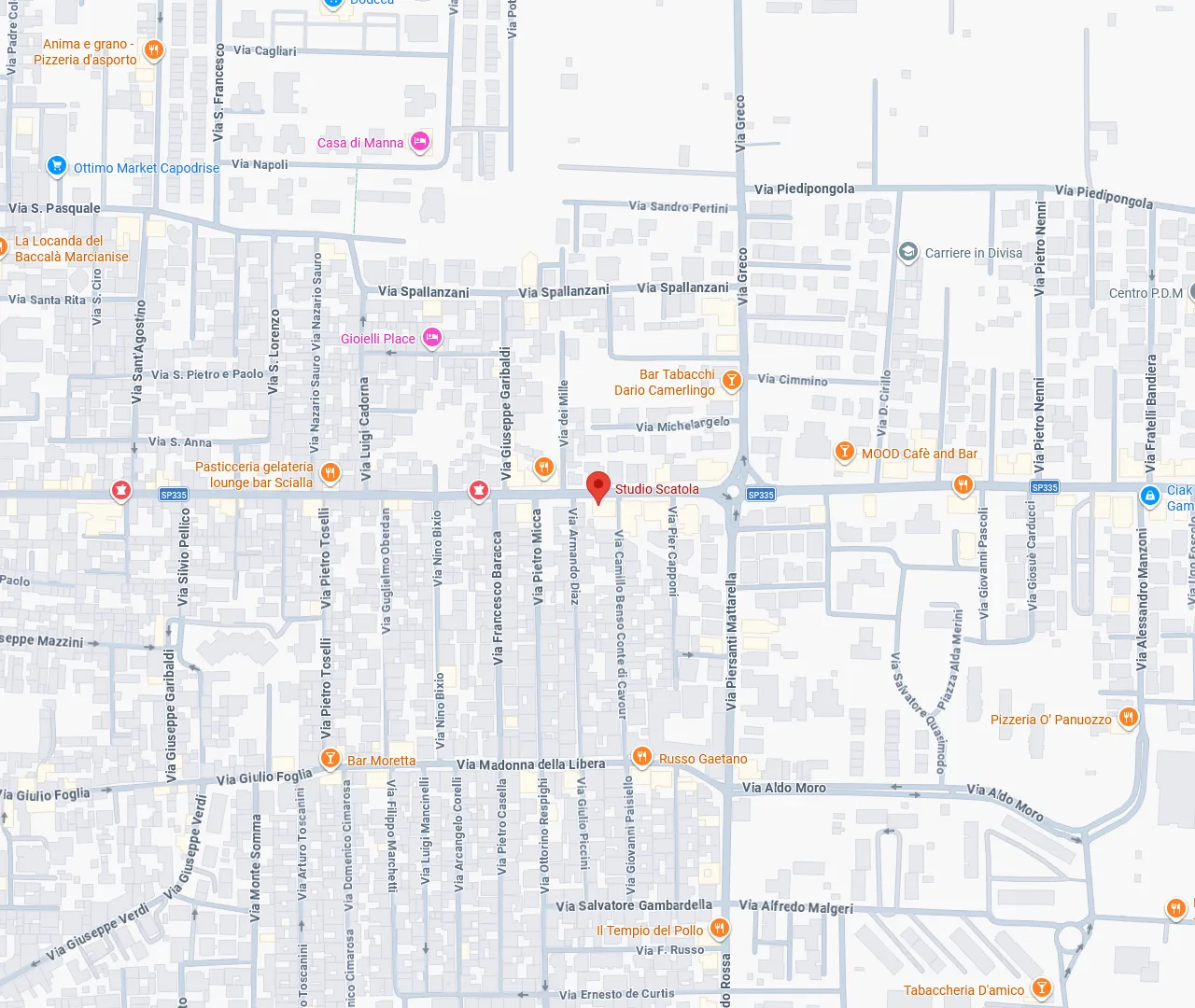Mappa della sede Studio Scatola in Via Camillo Benso Conte di Cavour 2 a Marcianise